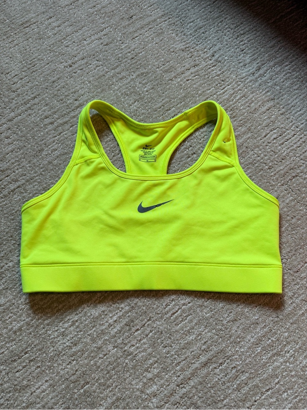 Nike Neon Yellow Racerback Performance Sports Bra
